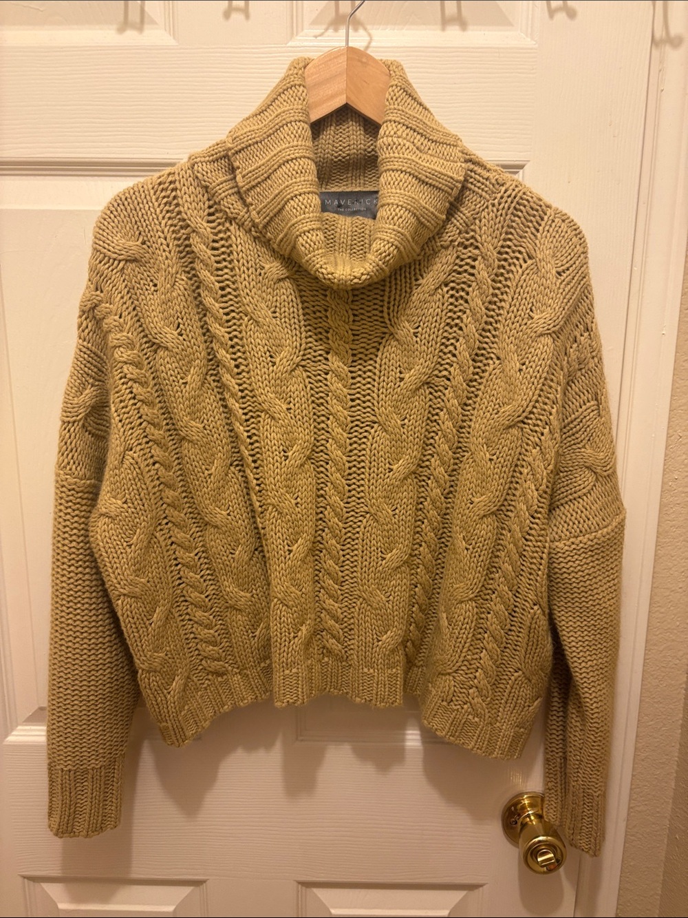 Cable Knit Cowl Neck Sweater in Mustard A185